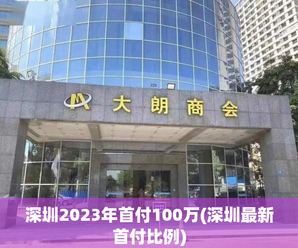 深圳2023年首付100万(深圳最新首付比例)