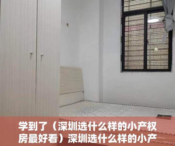 学到了（深圳选什么样的小产权房最好看）深圳选什么样的小产权房最好，深圳有哪些比较好的小产权房，