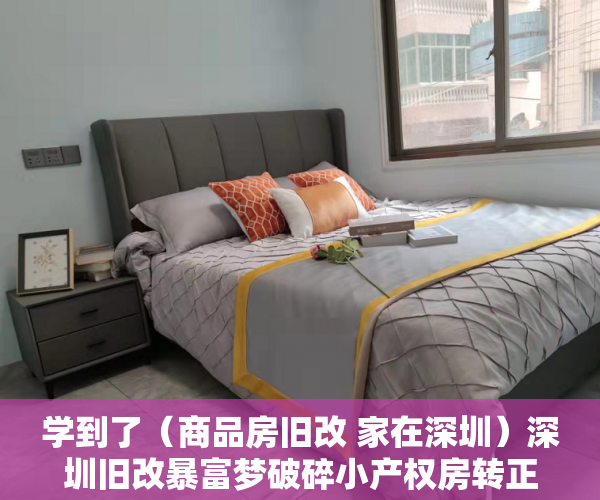 学到了（商品房旧改 家在深圳）深圳旧改暴富梦破碎小产权房转正可能性并不存在，深圳旧改成功的小区，