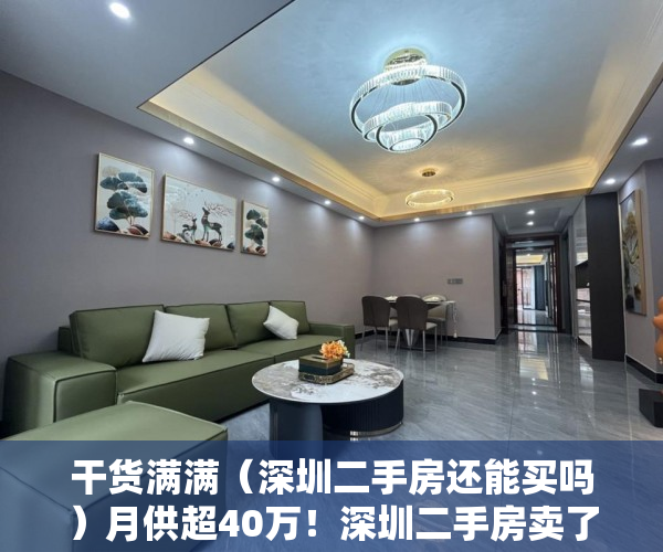 干货满满（深圳二手房还能买吗）月供超40万！深圳二手房卖了亏钱不卖破产，现在深圳二手房好卖吗，