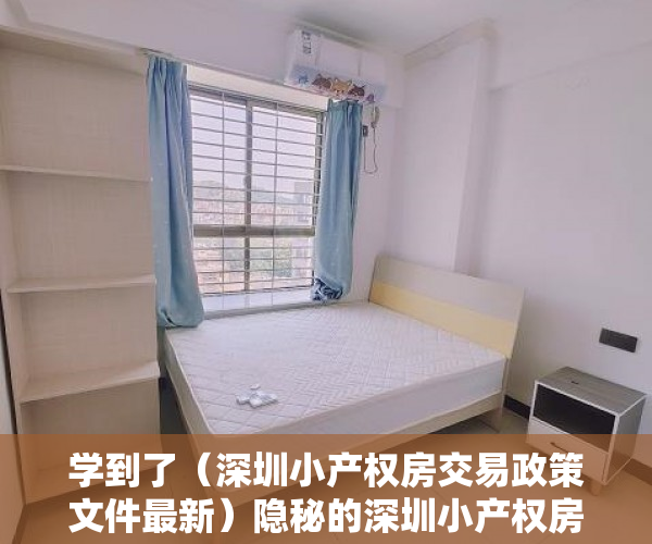 学到了（深圳小产权房交易政策文件最新）隐秘的深圳小产权房交易市场，深圳小产权房交易政策文件解读，