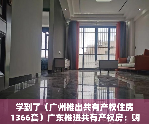 学到了（广州推出共有产权住房1366套）广东推进共有产权房：购买价不低于5折，10年后可转商品房，广州推出共有产权住房政策，