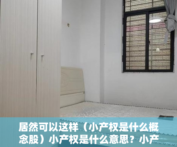 居然可以这样（小产权是什么概念股）小产权是什么意思？小产权概念释义，小产权房子是什么概念，